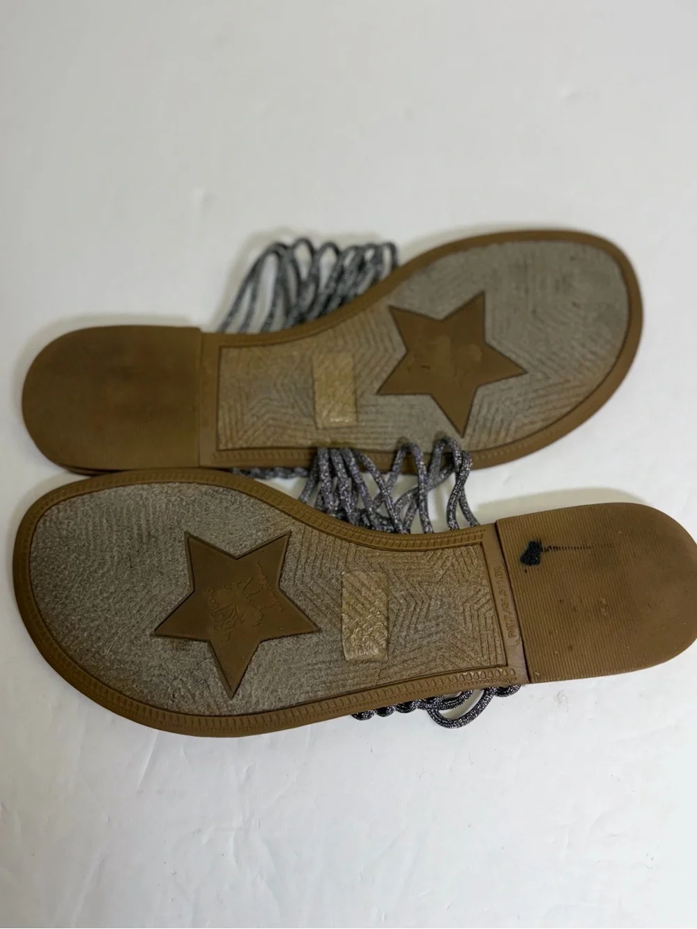 Circus by Sam Edelman Silver Braided T-Strap Sandals 7.5